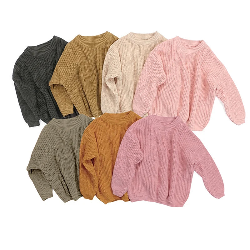 2020 New Fashion 0-5Years Newboorn Baby Girl Winter Autumn Sweaters Long Sleeve Solid Kintting O-Neck Top Fall Clothing