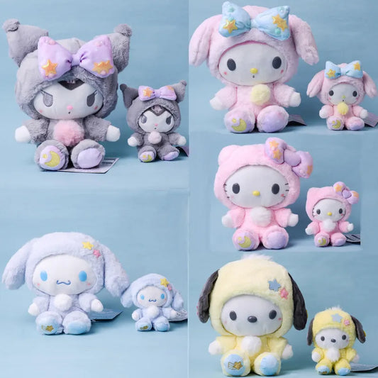 Sanrio Cartoon Kawali Kuromi Hello Kitty My Melody Cinnamoroll Pillow Plush Toys Soft Stuffed Dolls for Kids Birthday Gifts